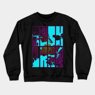 Auckland, New Zealand City Map Typography - Neon Crewneck Sweatshirt